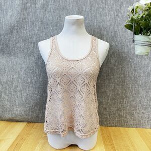 Aeropostale Crochet open knit Loose tank top pink Scoop neck XS Boho Eyelet